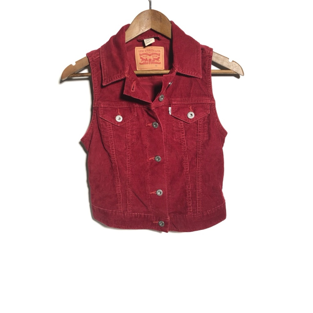 Levi’s Red Corduroy Trucker Button Down Vest